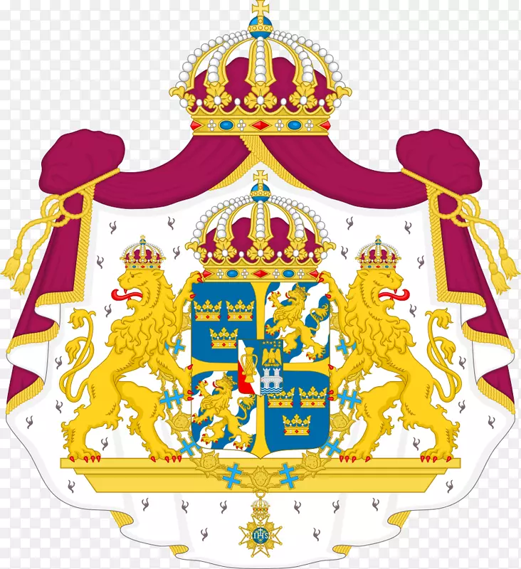 瑞典国徽手绘图案