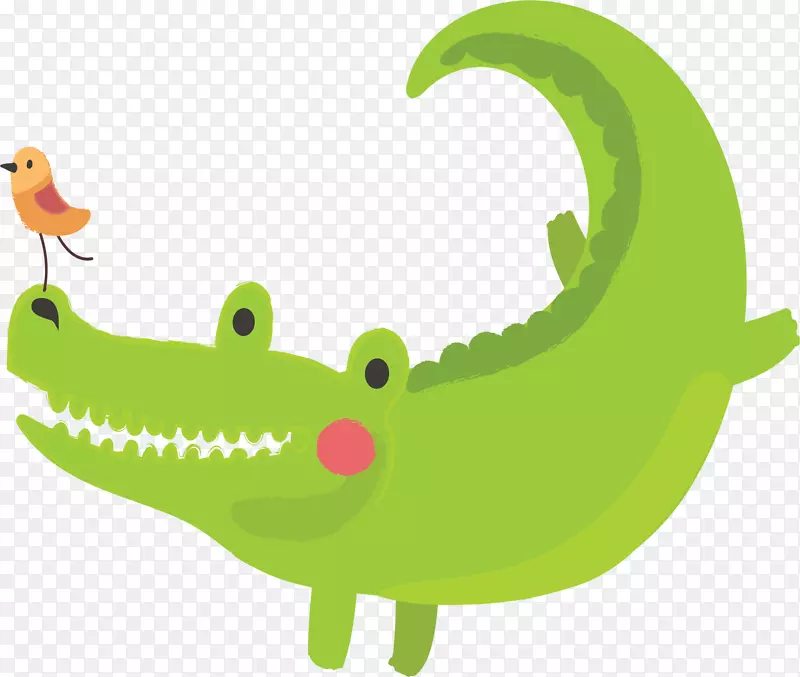 可爱卡通绿色鳄鱼