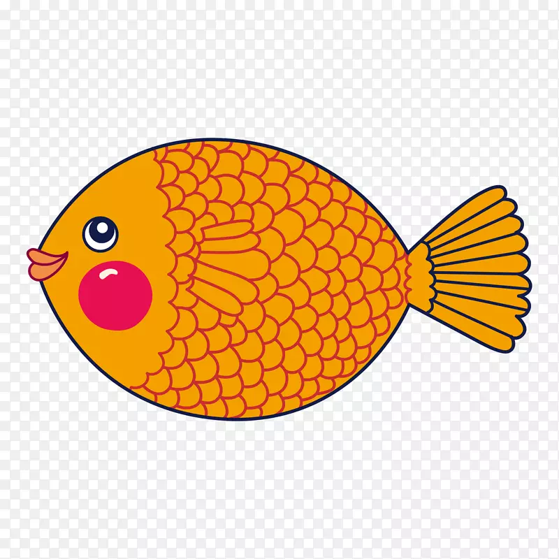 有趣的世界海洋日卡通橙色鱼矢量