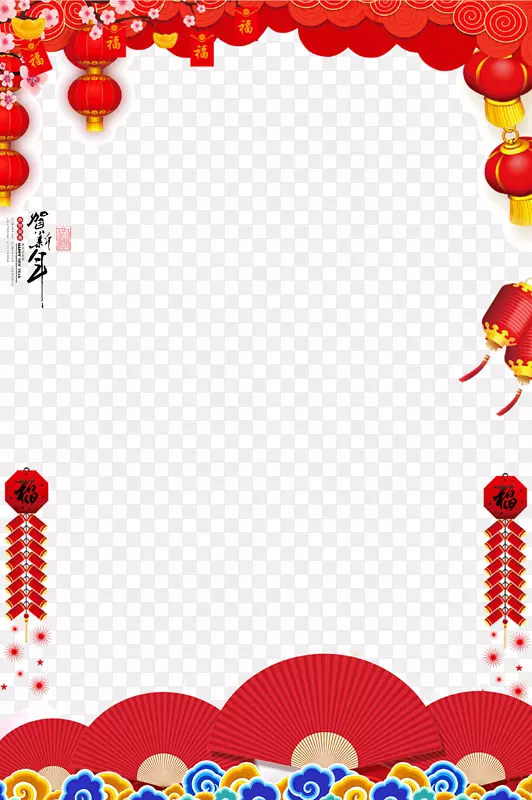 中国风红色喜庆灯笼边框装饰