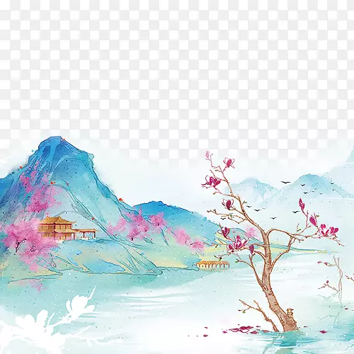 彩色古风装饰场景设计图
