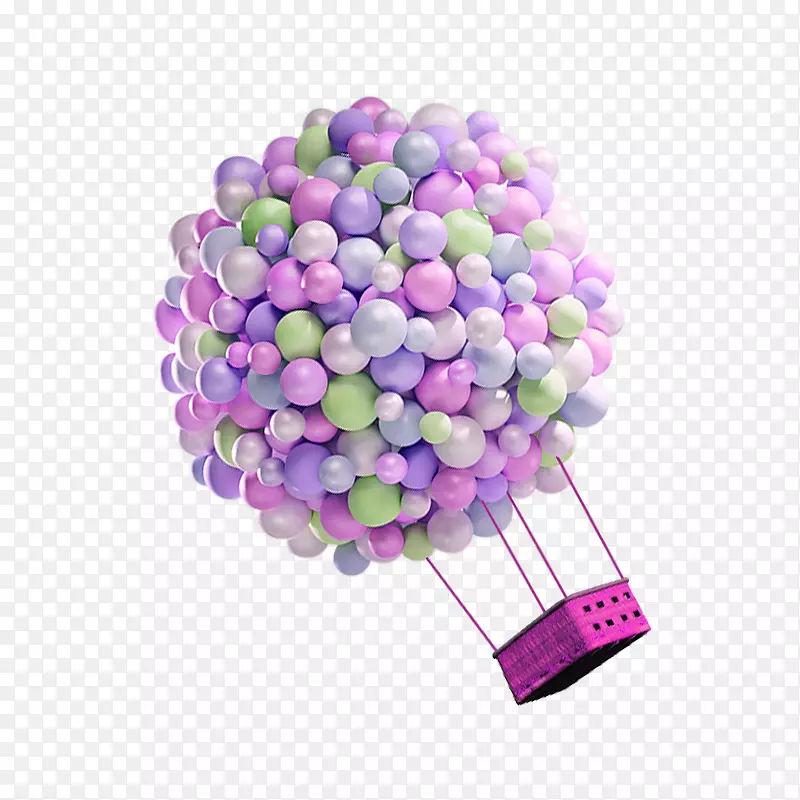 紫色气球热气球装饰图案