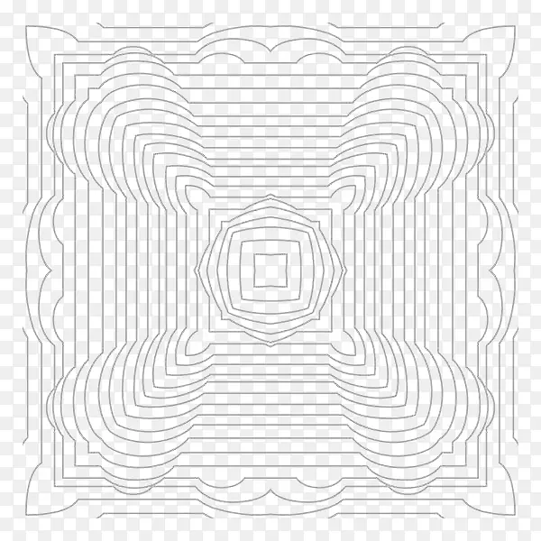 手绘方形几何波纹线条