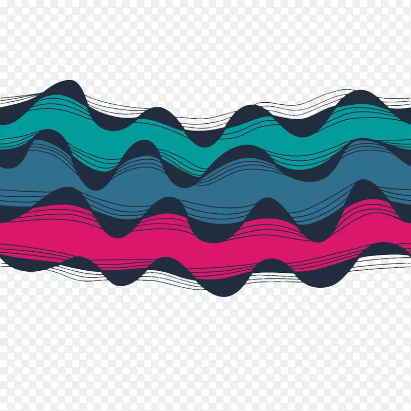 彩色手绘水波纹起伏线条