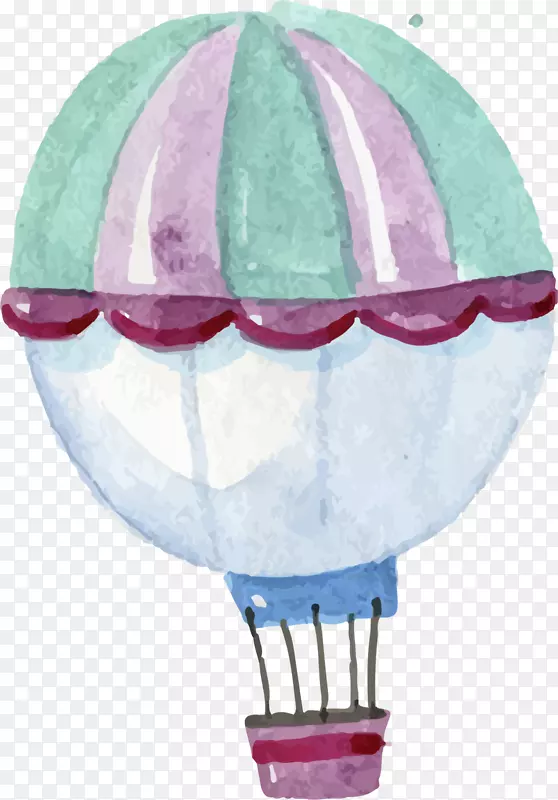 儿童手绘多彩热气球