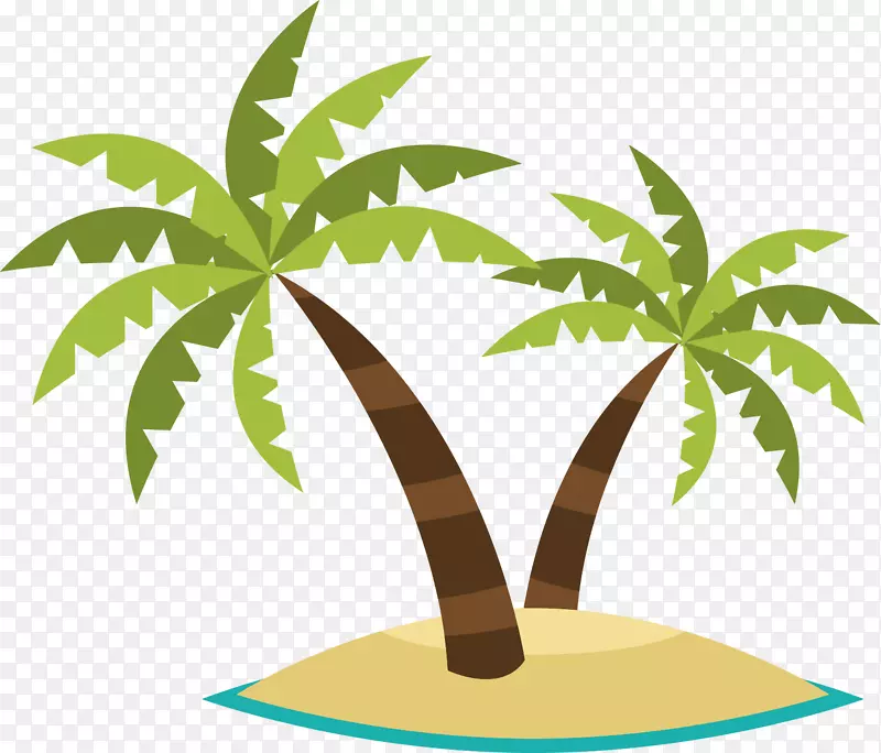 矢量图沙滩椰子树