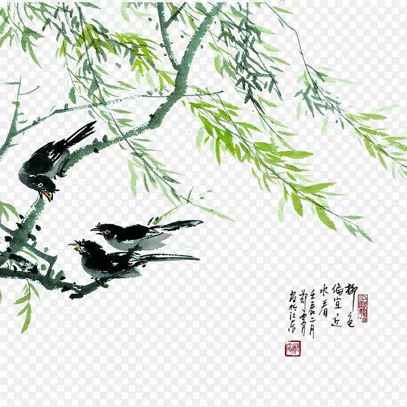 清明节水墨风风吹柳叶柳条PNG图片素材下载_图片编号vyenbooq-免抠素材网