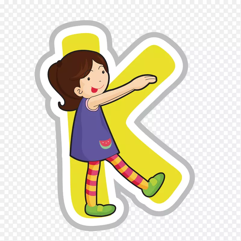 黄色创意女孩字体K