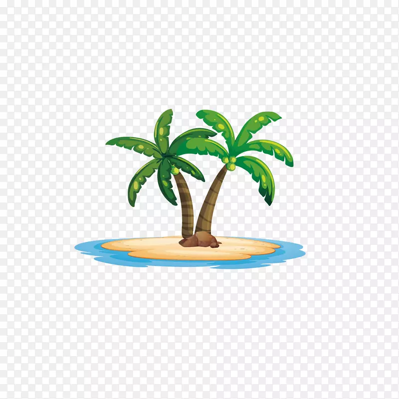 矢量手绘植树节椰树