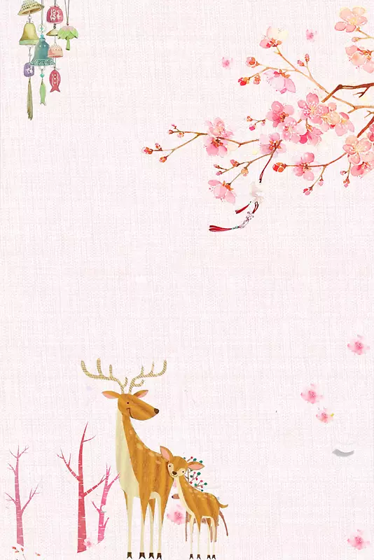樱花三月春游小鹿