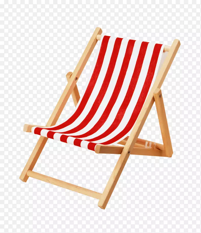 红白相间木制沙滩椅