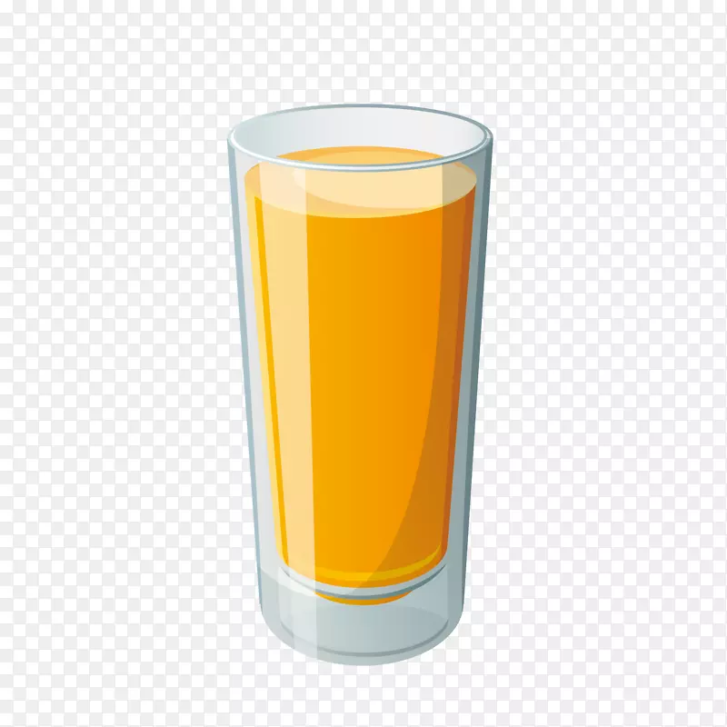 矢量手绘玻璃杯装橙汁