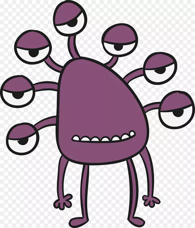 可爱紫色小怪物矢量素材