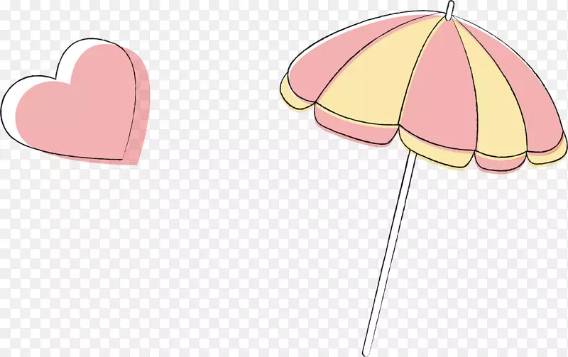 粉红色心形遮阳伞矢量手绘卡通旅