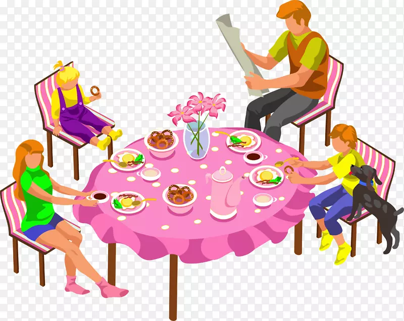 卡通版粉色的餐桌
