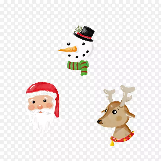 圣诞节圣诞老人和鹿和雪人