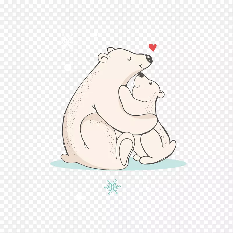 可爱爱心北极熊手绘