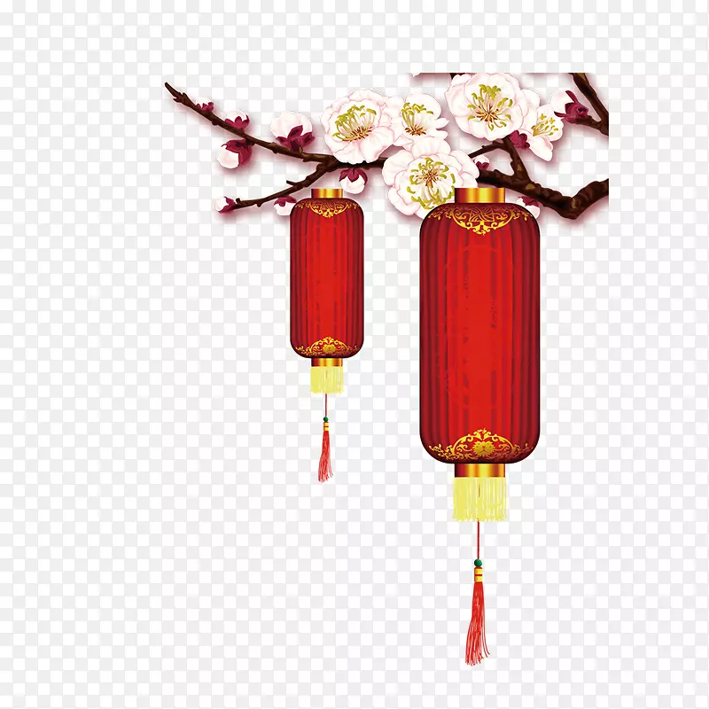 红色喜庆灯笼节日元素