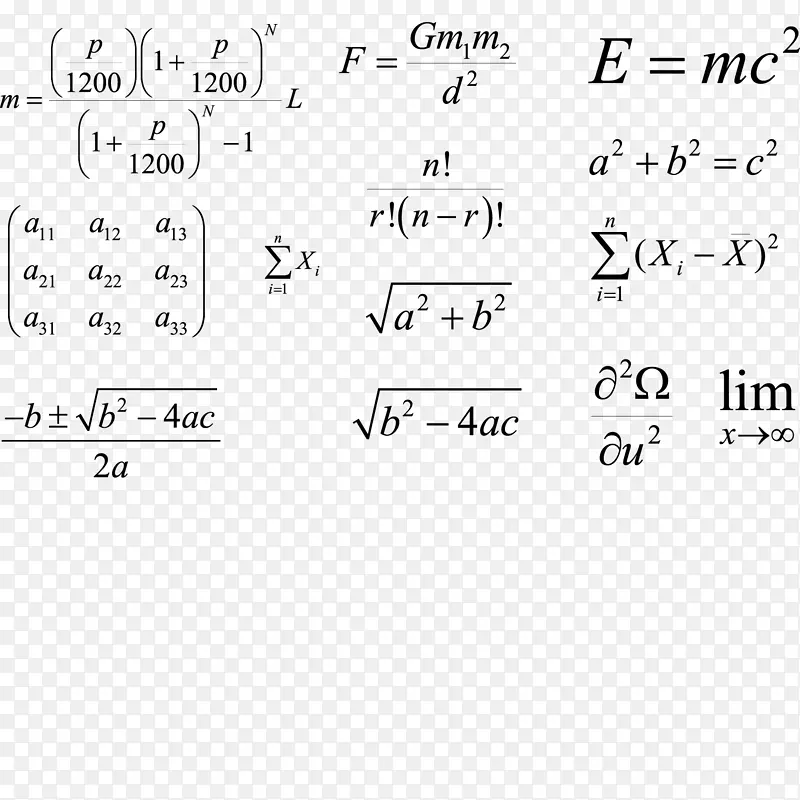 物理数学公式黑色线条矢量图