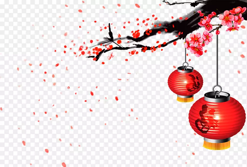 喜庆节日红色手绘挂灯笼