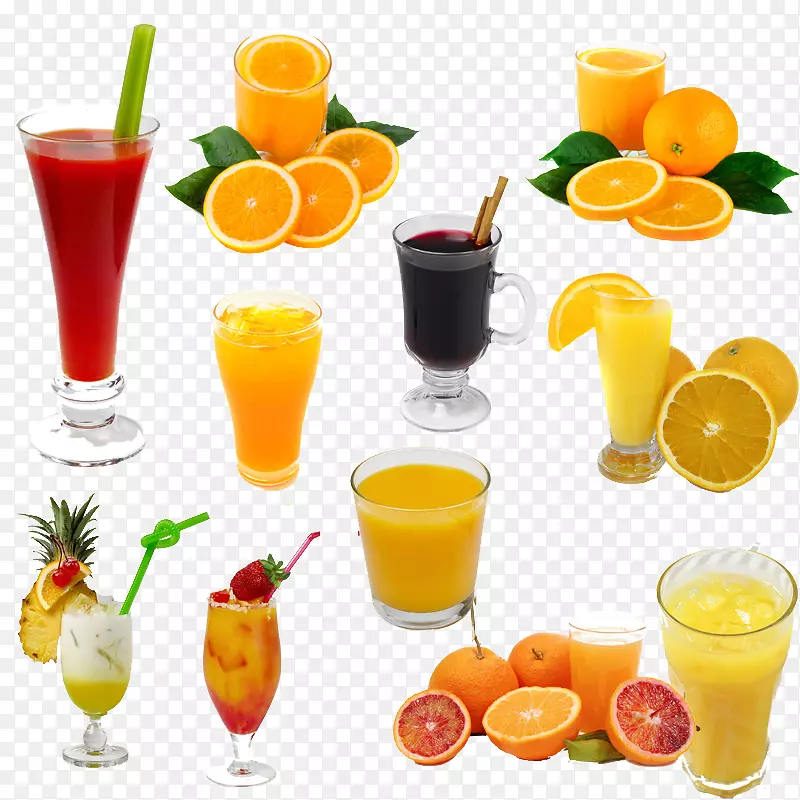 装饰图案各种种类的水果和果汁