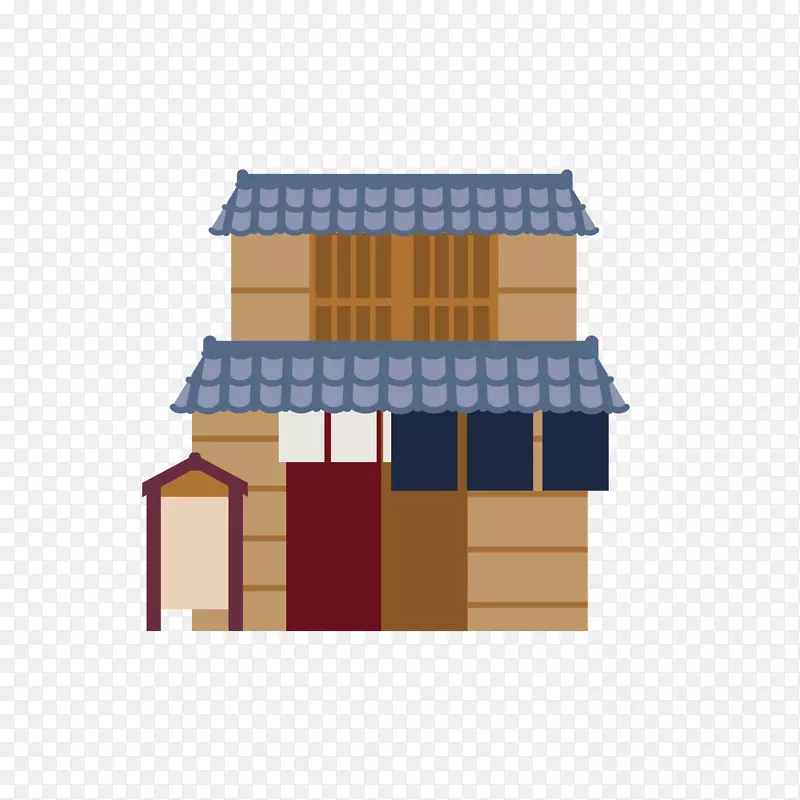 可爱日本房子矢量手绘