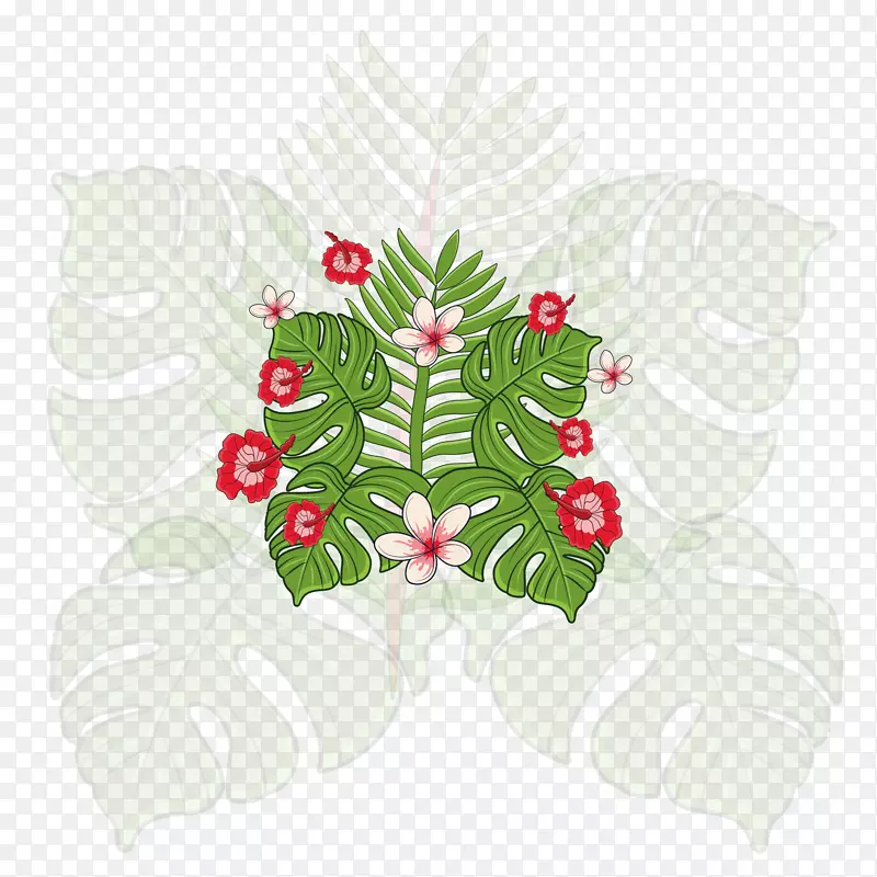 热带植物装饰图案边框纹理