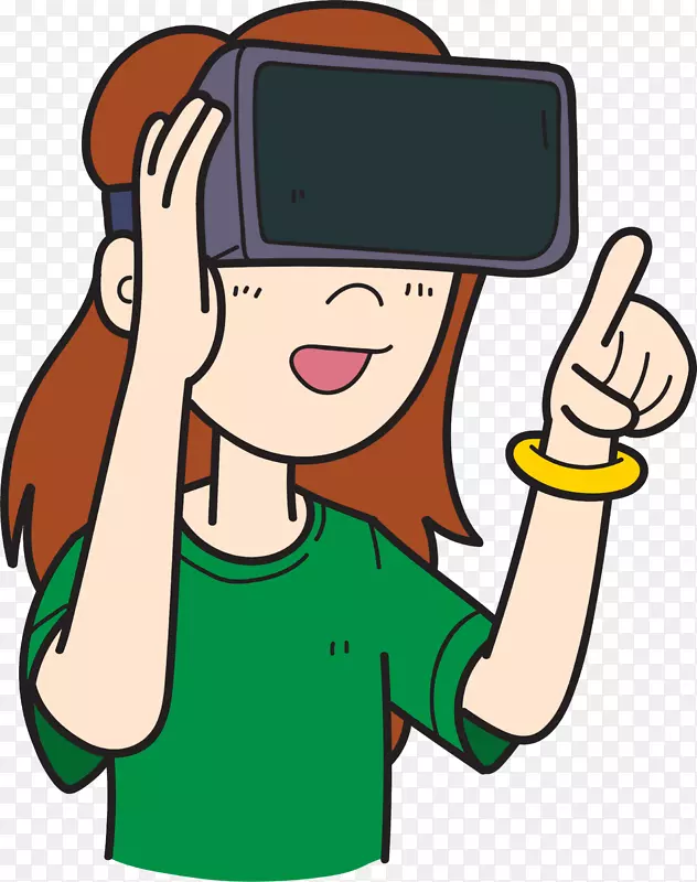 戴着虚拟眼镜的卡通女孩