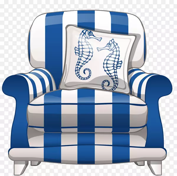 卡通蓝白色条纹沙发座椅