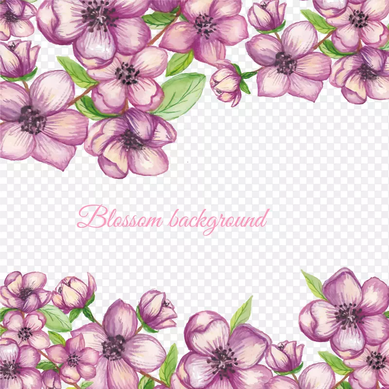 矢量手绘紫色花朵