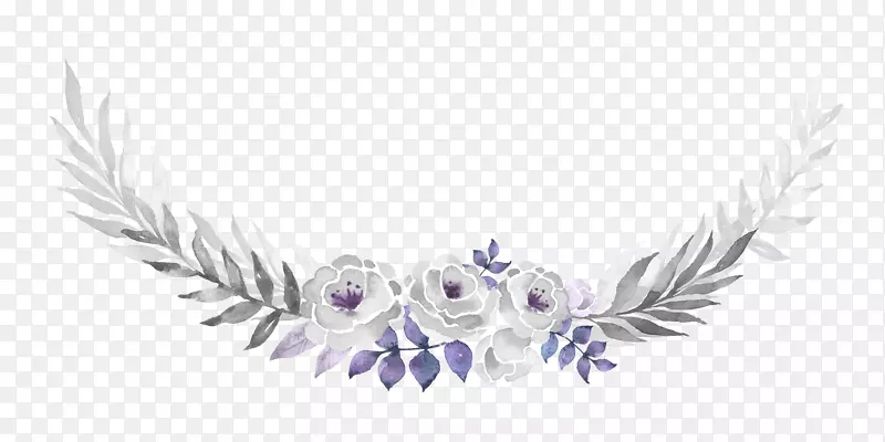 手绘精美紫色水彩花朵