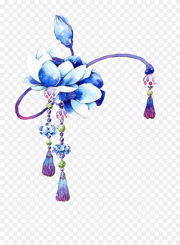 蓝色鲜花上的吊坠