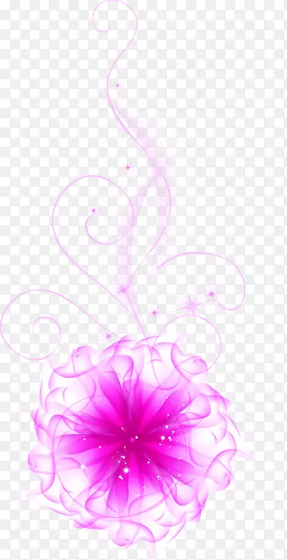 紫色清新花朵线条装饰图案