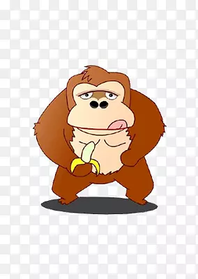 卡通可爱大猩猩吃香蕉