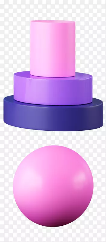 卡通紫色圆柱体和圆球png