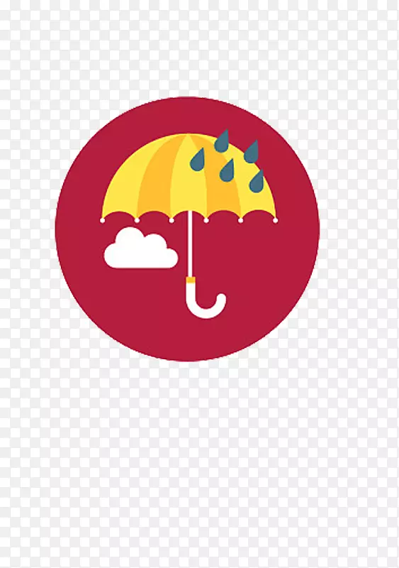 卡通可爱雨天的雨伞图标