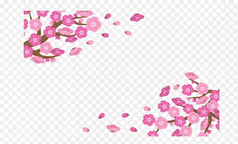 粉红漂浮的浪漫樱花