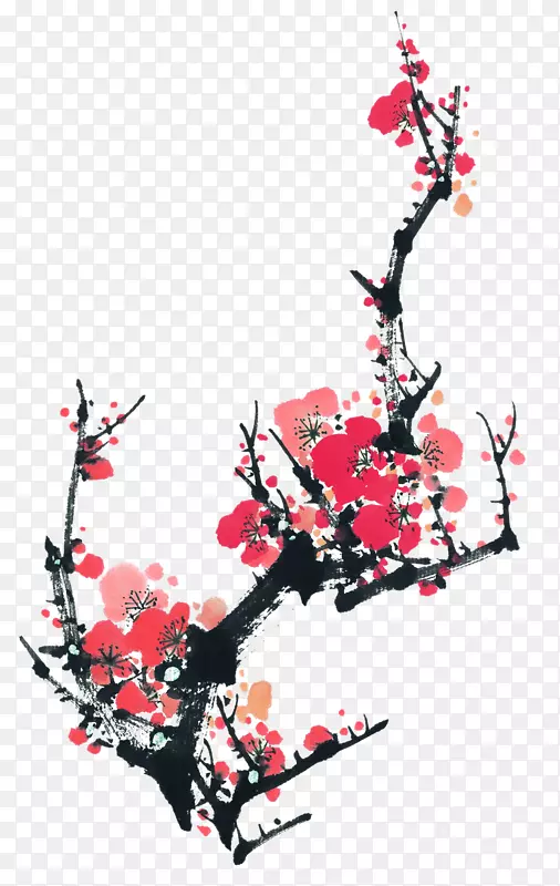 文艺清新花草海报设计装饰梅花