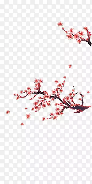 中国风淡雅红色梅花装饰