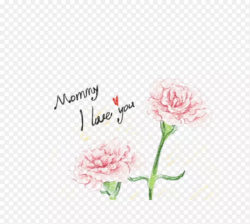 妈妈我爱你英文手绘玫瑰花