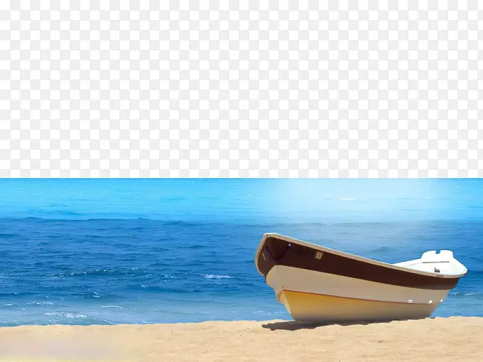 金色沙滩上停泊着小船