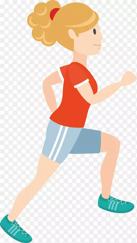 跑步健身主题红衣少女矢量素材
