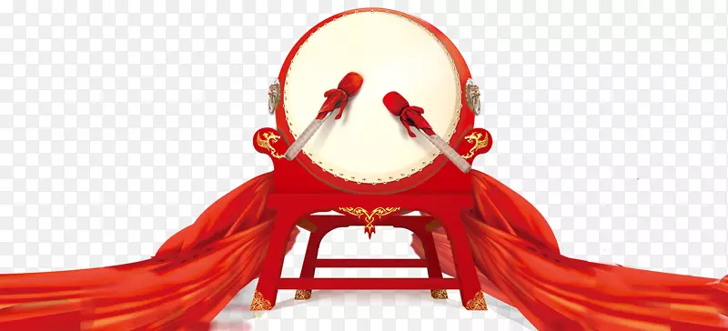 中国风红色的飘带打鼓