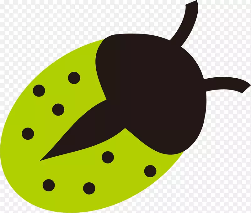 卡通手绘绿色的瓢虫