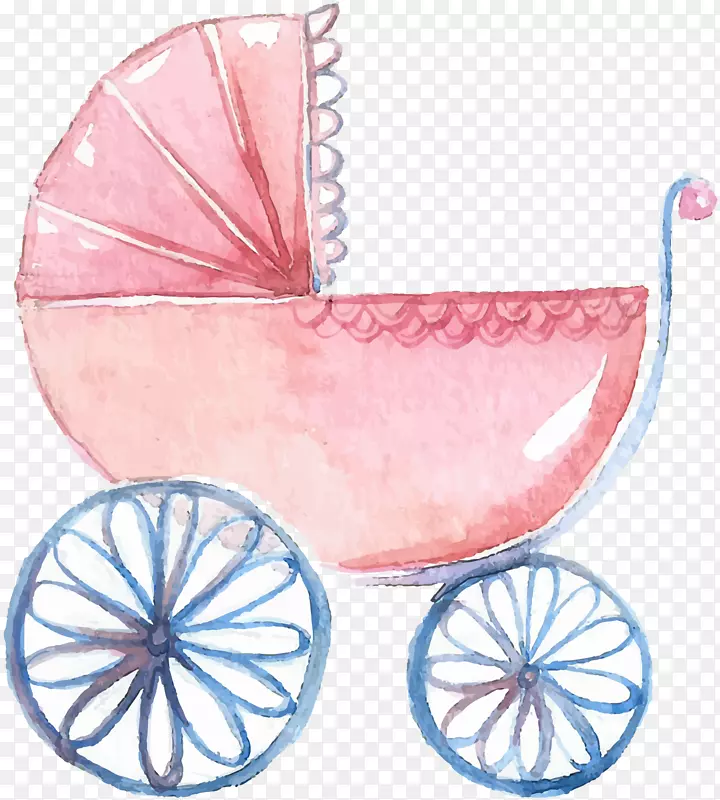 矢量粉色的婴儿推车下载