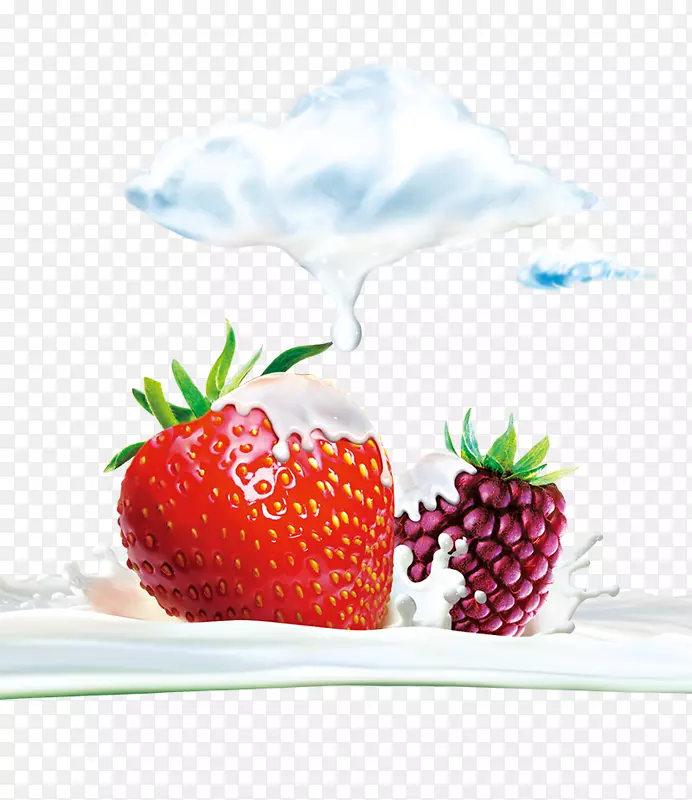 创意牛奶中的草莓