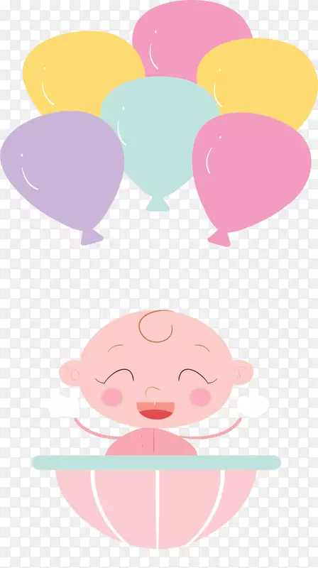 彩色气球束新生婴儿