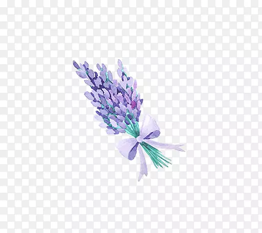 紫色薰衣草上的蝴蝶结