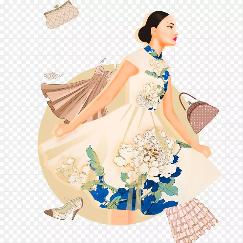 购物的女人插画设计