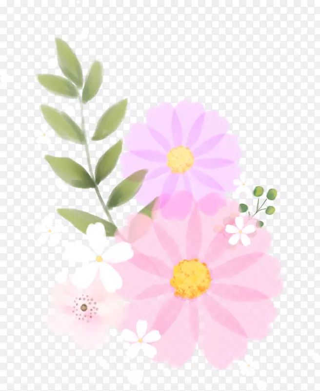 梦幻粉白色花朵图案